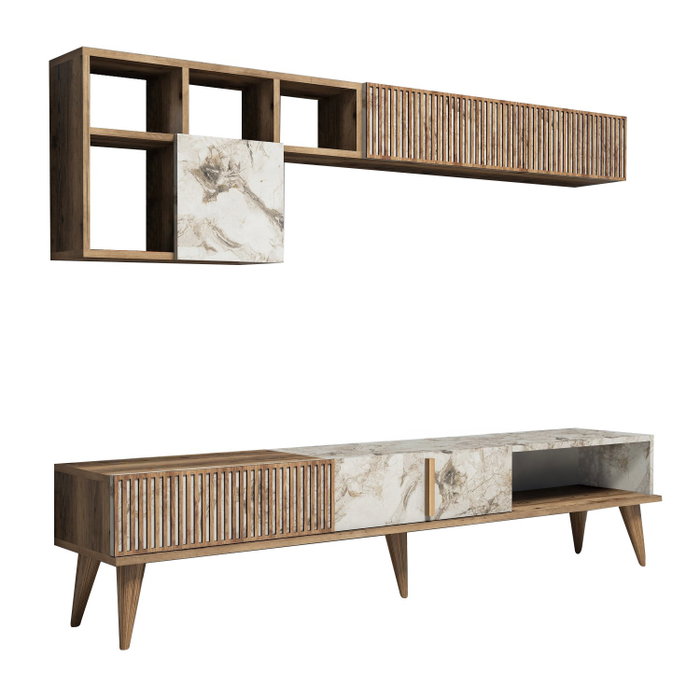 Hanah Home Milan - Juego de Muebles para Sala Nogal y Blanco Hanah Home Milan - Juego de Muebles para Sala Nogal y Blanco